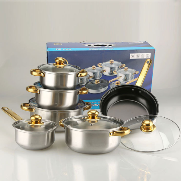 HD1869MY 12 Pcs Set Cooking Soup Pot Cookware With Non Stick Fryer Pan - Image 2