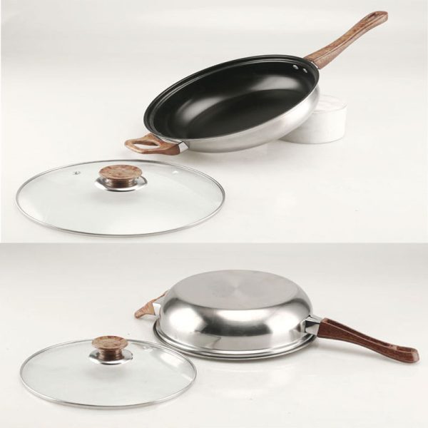 HDMY12P02 Stainless Steel Pots Set Factory Supplying 12 pcs Cookingware with 3L Kettle Wooden Style Handle - Image 4