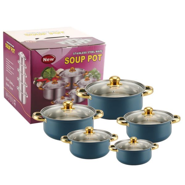 HDMY10P Stainless Steel Colorful Cooking Pots Sets - Image 5