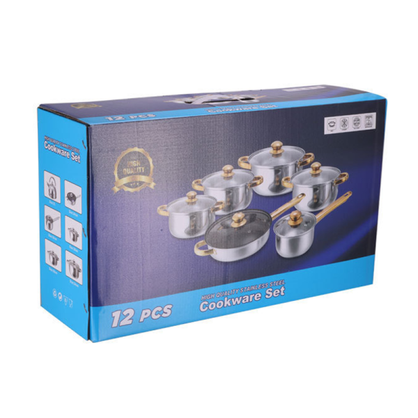 HD1869MY 12 Pcs Set Cooking Soup Pot Cookware With Non Stick Fryer Pan - Image 5