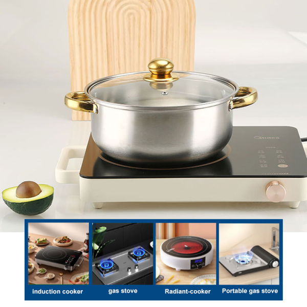 HD1869MY 12 Pcs Set Cooking Soup Pot Cookware With Non Stick Fryer Pan - Image 4